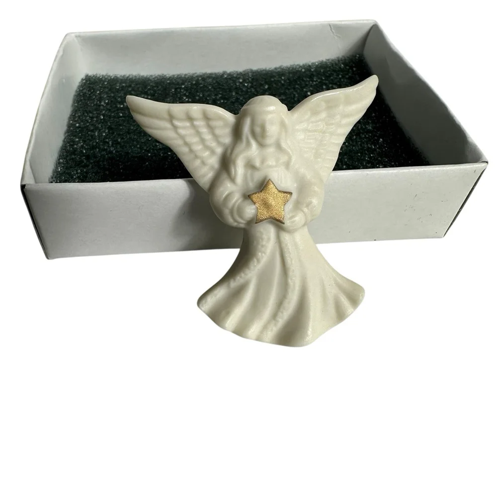 Lenox Vintage Angel Porcelain Brooch Pins Set Of 2 Angel Star & Angel Harp - Picture 3 of 8